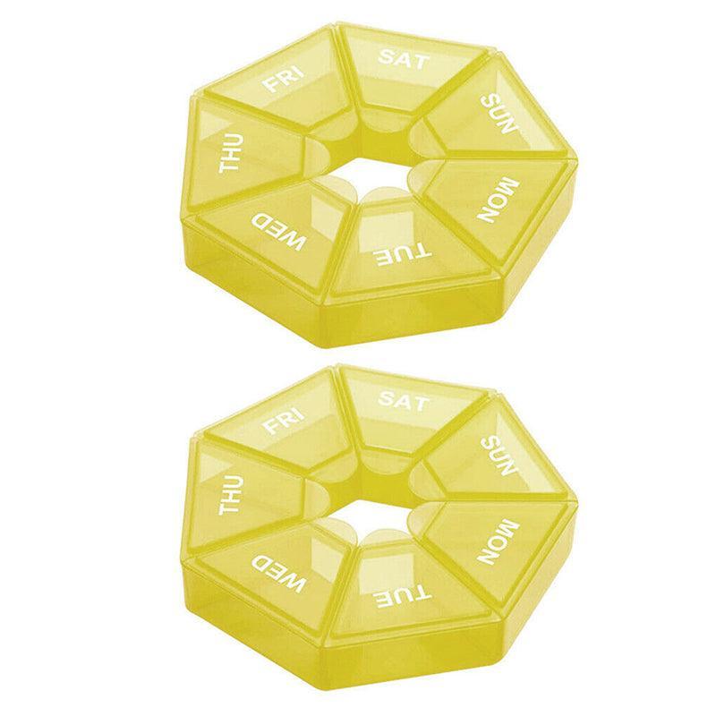 Weekly Pill Organiser 7 Day Medicine Box Tablet Case Dispenser 2 Pack - Black