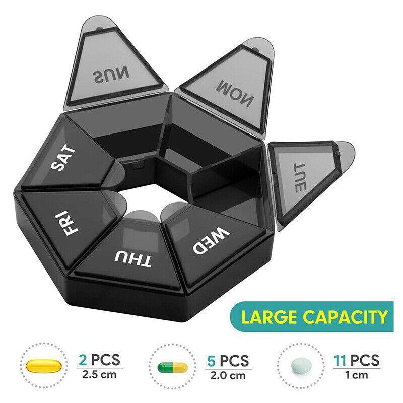 Weekly Pill Organiser 7 Day Medicine Box Tablet Case Dispenser 2 Pack - Orange