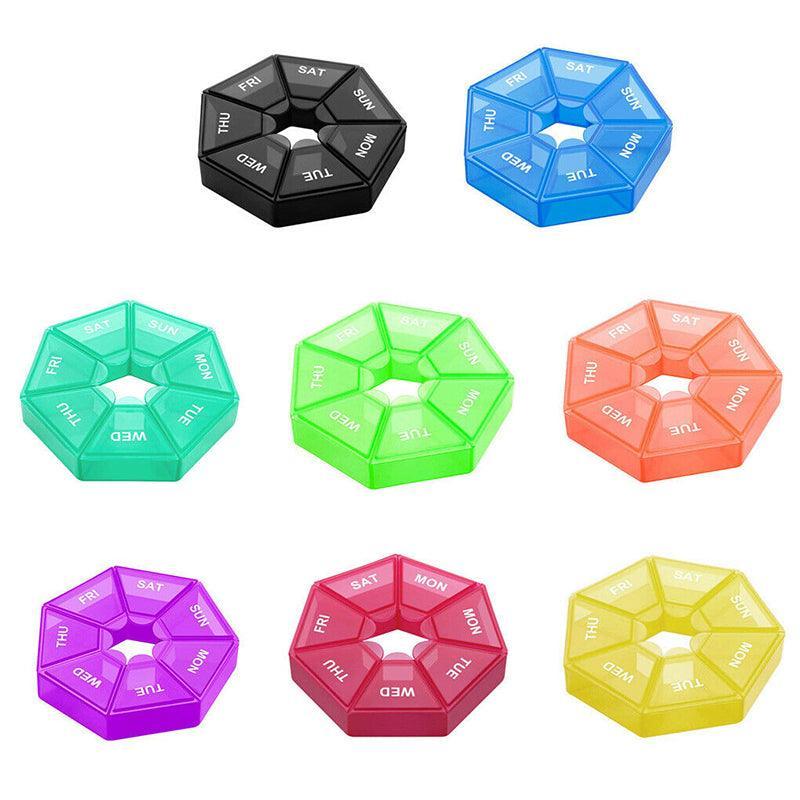 Weekly Pill Organiser 7 Day Medicine Box Tablet Case Dispenser 2 Pack - Purple