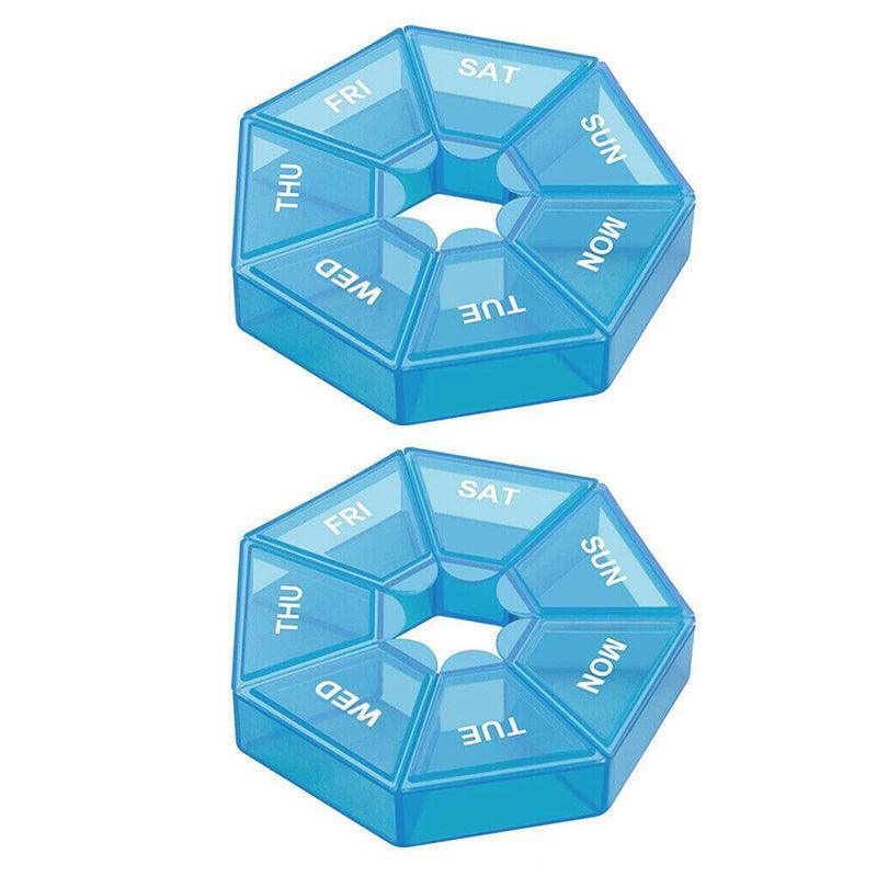 Weekly Pill Organiser 7 Day Medicine Box Tablet Case Dispenser 2 Pack - Purple