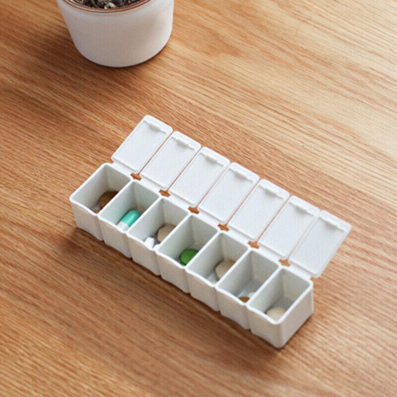 2X 7 Day Weekly Pill Box Medicine Tablet Organizer Dispenser Container Case - Grey