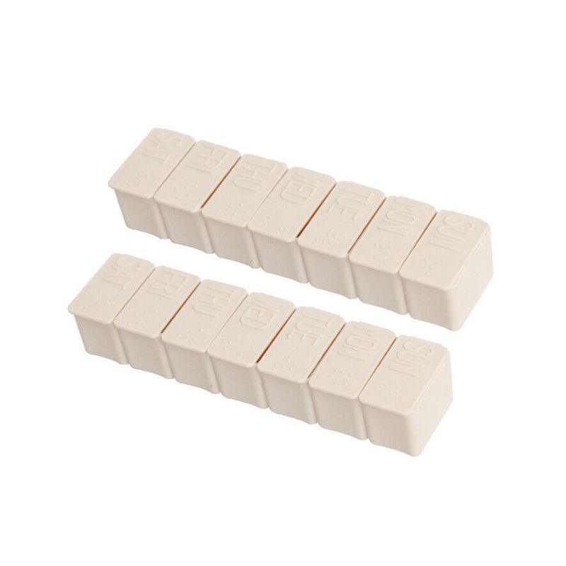 2X 7 Day Weekly Pill Box Medicine Tablet Organizer Dispenser Container Case - Grey