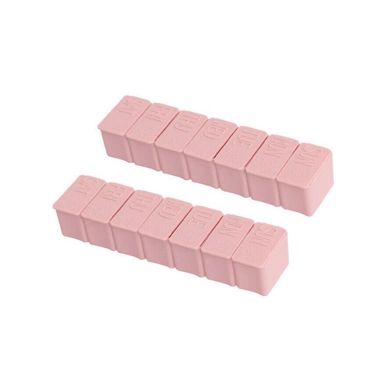 2X 7 Day Weekly Pill Box Medicine Tablet Organizer Dispenser Container Case - Pink