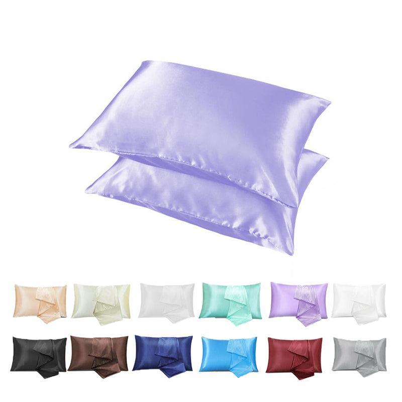 2 Pack Satin Pillowcases Luxury Soft Cushion Covers Bedroom Home Decor - Lake Blue