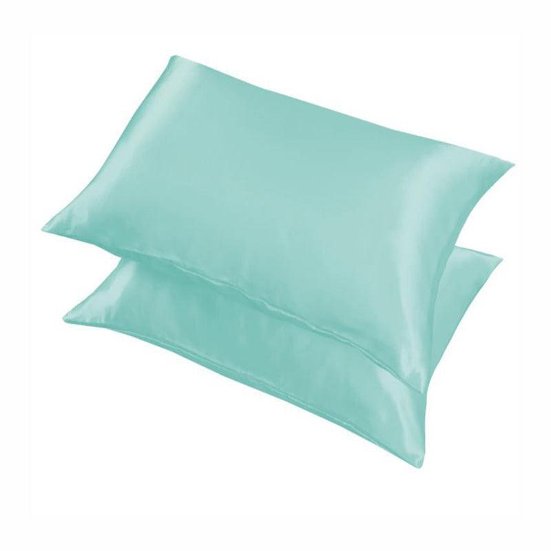 2 Pack Satin Pillowcases Luxury Soft Cushion Covers Bedroom Home Decor - Light Blue