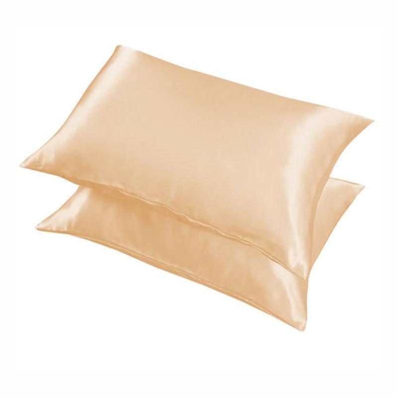 2 Pack Satin Pillowcases Luxury Soft Cushion Covers Bedroom Home Decor - Light Orange