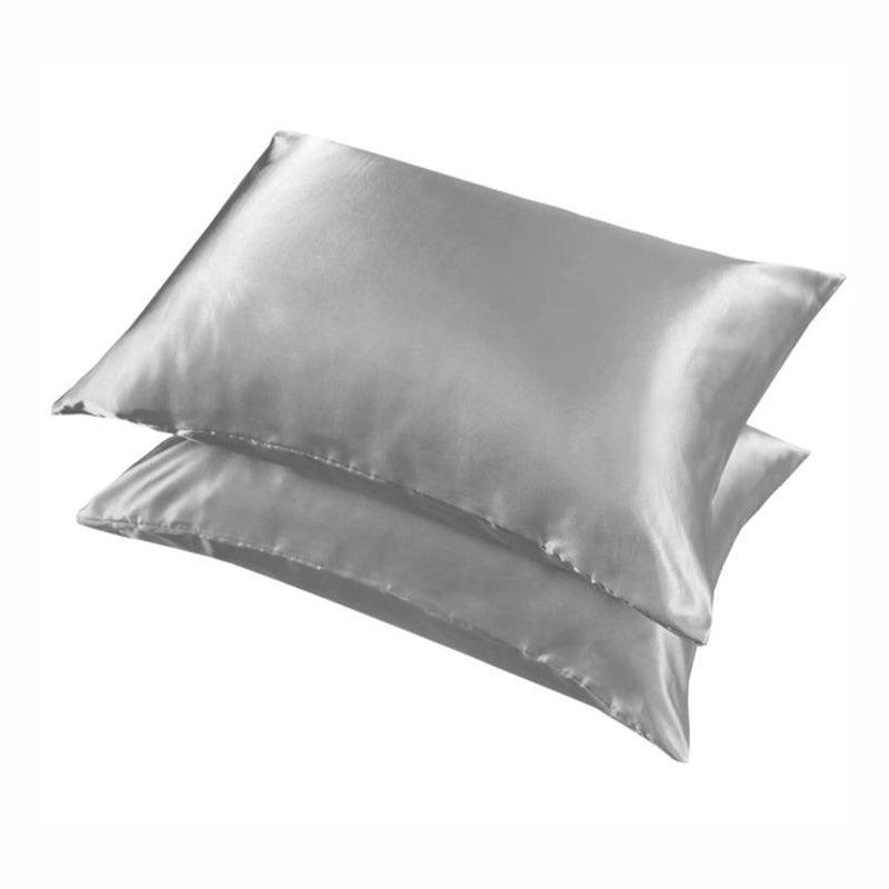 2 Pack Satin Pillowcases Luxury Soft Cushion Covers Bedroom Home Decor - Light Yellow