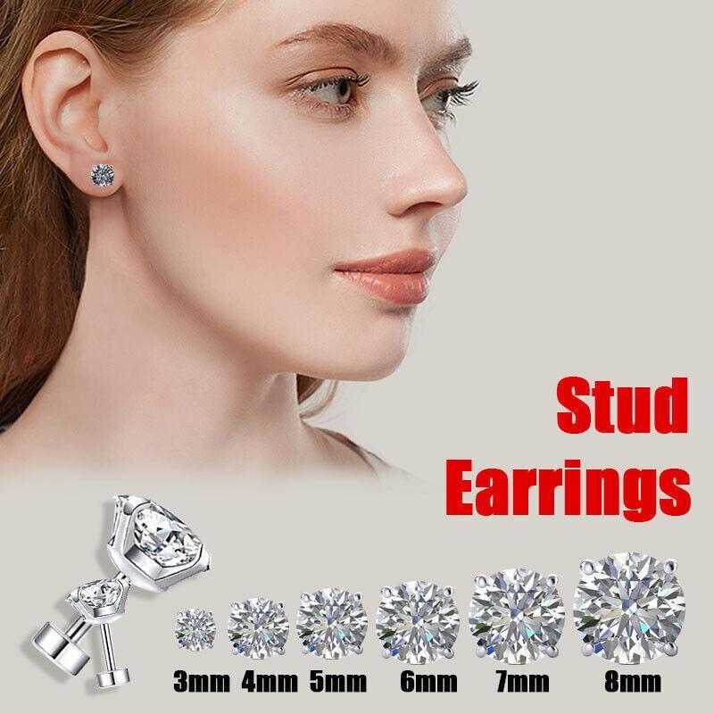1 Pair Zirconia Surgical Steel Stud Earrings Crystal Piercing Jewellery - 3mm