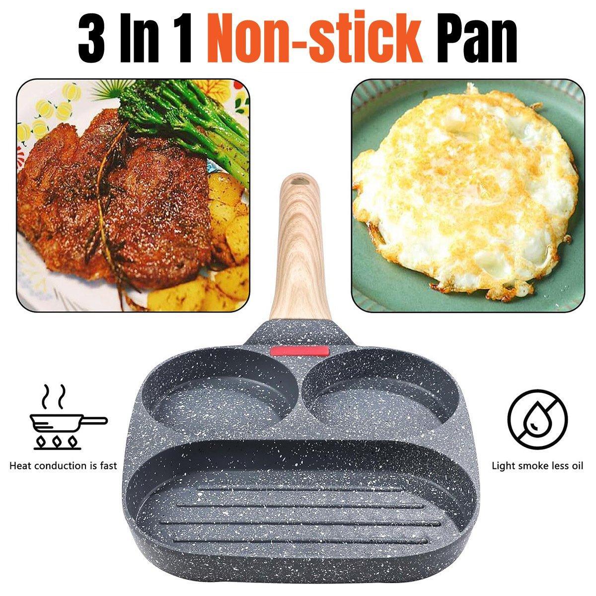 Nonstick Three in One Egg Frying Pan Skillet Breakfast Cooker for Kitchen Use