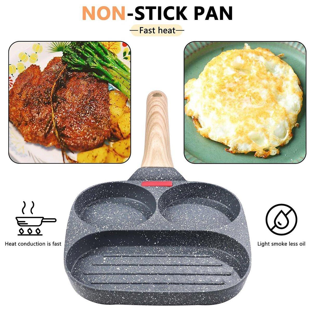 Nonstick Three in One Egg Frying Pan Skillet Breakfast Cooker for Kitchen Use