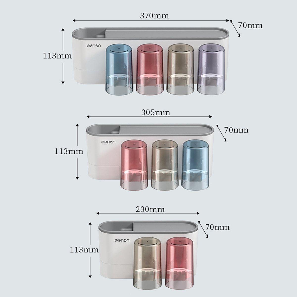 Bathroom Wall Mounted Toothbrush Holder Toothpaste Stand Storage Rack With Cup - Three Cups Set