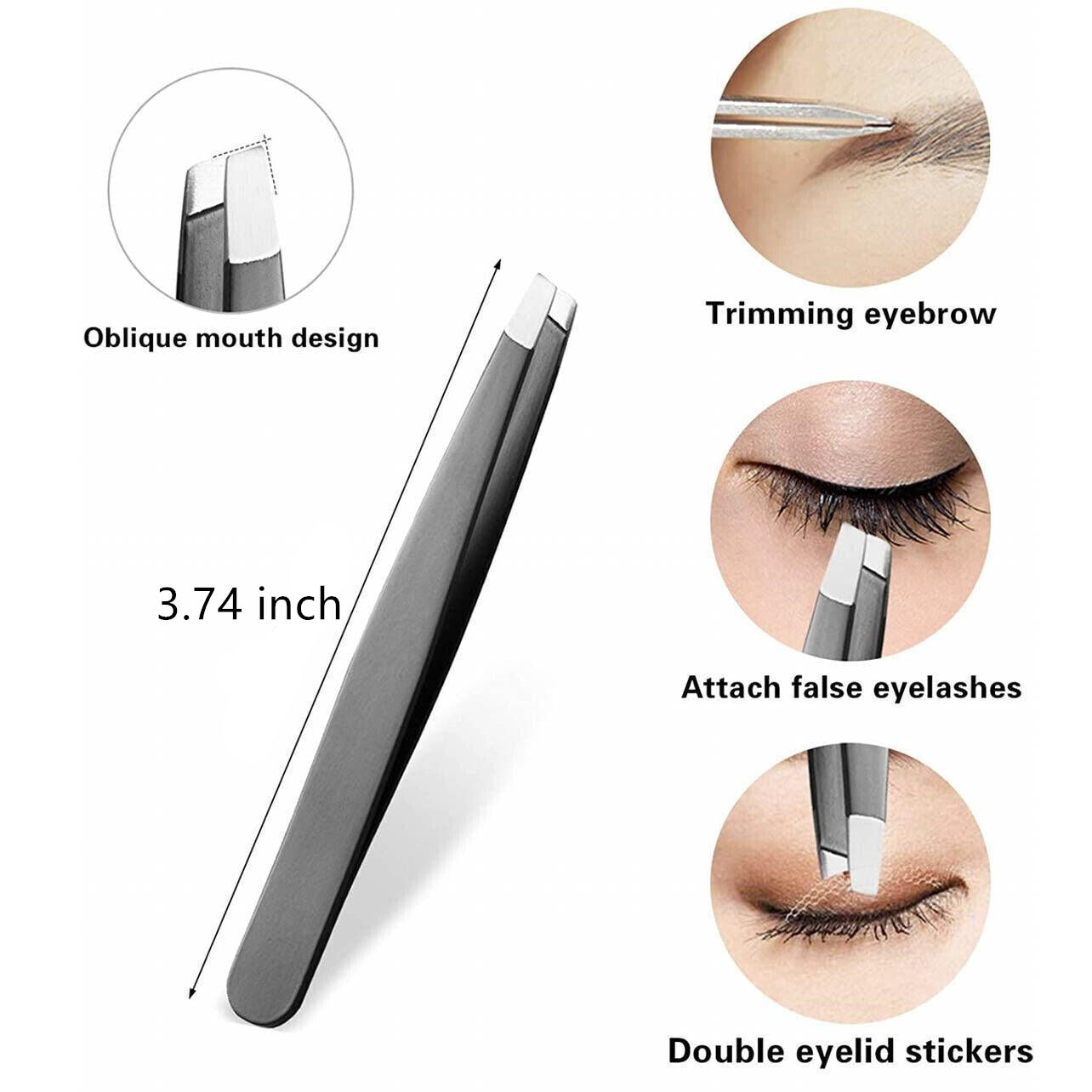 3PCS Stainless Steel Slanted Tip Eyebrow  Set for Facial Hair and Beauty Care
