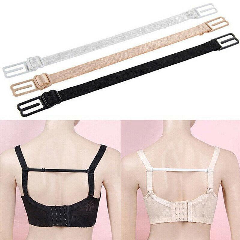3Pcs Lady Nonslip Elastic Adjustable Band Bra Strap Holder Strap Racer Back Clip - White