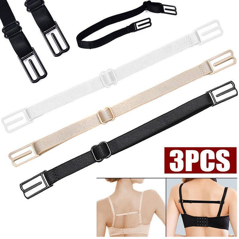 3Pcs Lady Nonslip Elastic Adjustable Band Bra Strap Holder Strap Racer Back Clip - White