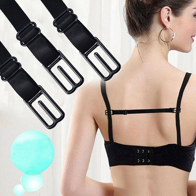 3Pcs Lady Nonslip Elastic Adjustable Band Bra Strap Holder Strap Racer Back Clip - White