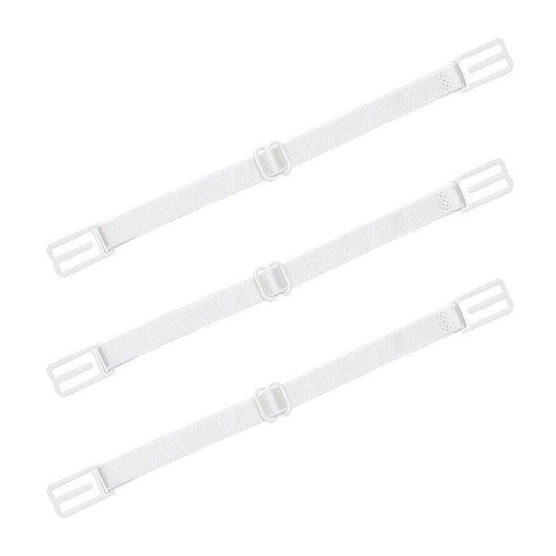 3Pcs Lady Nonslip Elastic Adjustable Band Bra Strap Holder Strap Racer Back Clip - White