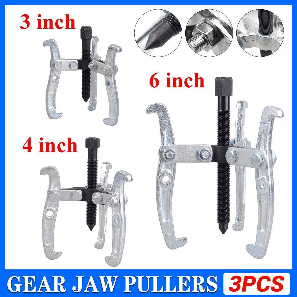3PCS Bearing Gear Hub Puller Remover Tool Drop Forged Reversible Jaws Separator
