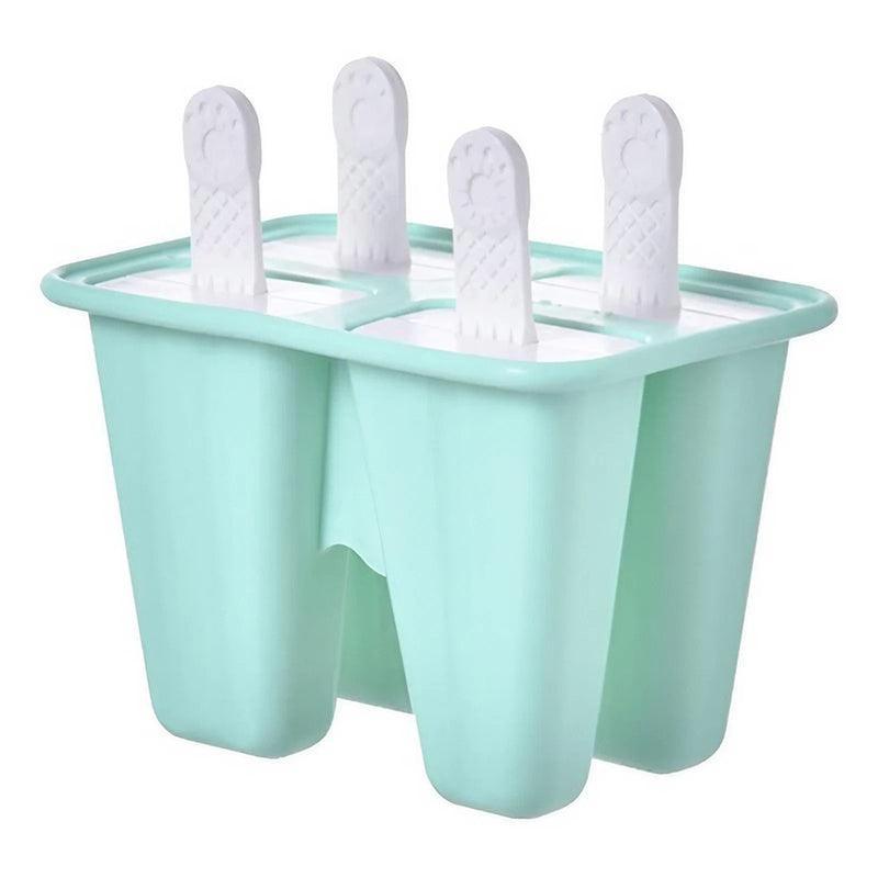 Silicone Ice Cream Mould Block Frozen Molds Icy Pole Jelly Popsicle - Blue-4Grid