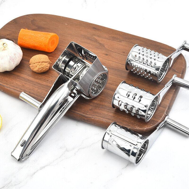 Rotary Cheese Grater Stainless Steel 4 Blade Set Kitchen Slicer