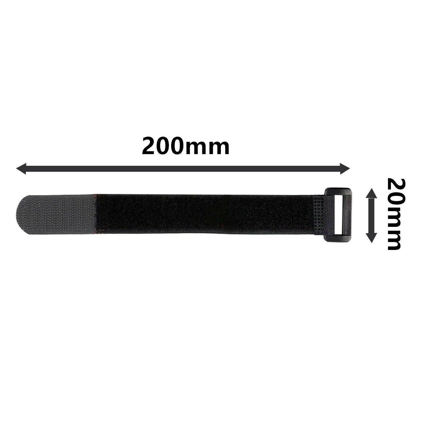 Magic Cable Ties Reusable Winder Coded Organiser Cords Hook Loop Black - 20*300mm  10PCS