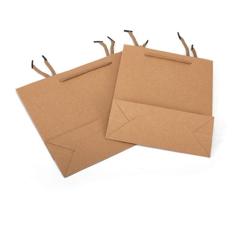 50X Kraft Paper Bags Gift Shopping Carry Craft Brown Bag With Handles - 50PCS  22*15*6CM