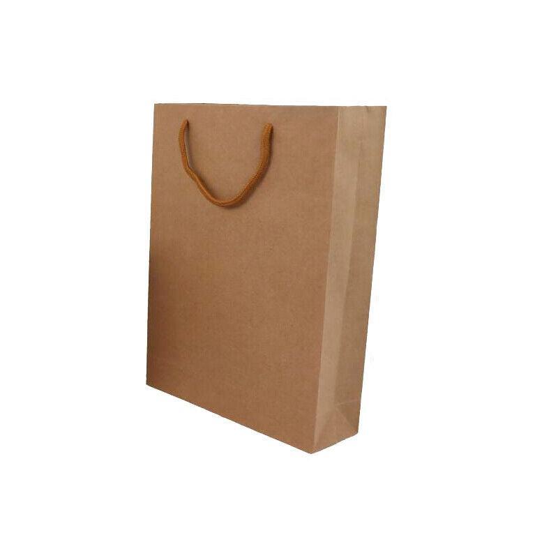 50X Kraft Paper Bags Gift Shopping Carry Craft Brown Bag With Handles - 50PCS  22*15*6CM