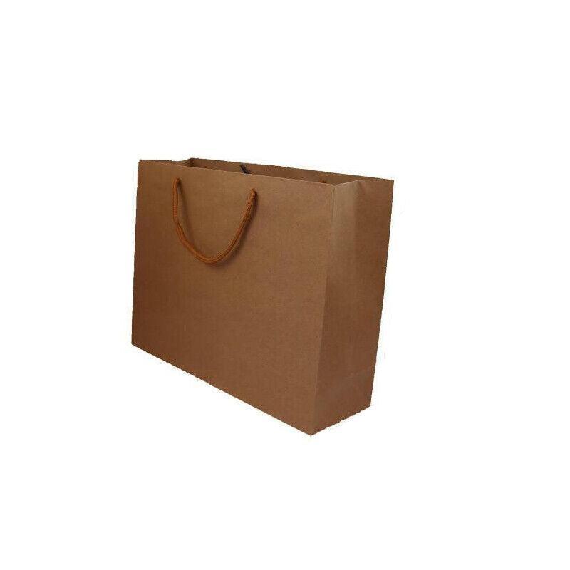 50X Kraft Paper Bags Gift Shopping Carry Craft Brown Bag With Handles - 50PCS  22*15*6CM