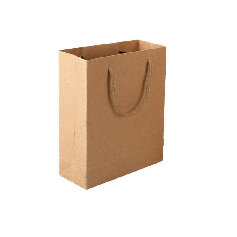 50X Kraft Paper Bags Gift Shopping Carry Craft Brown Bag With Handles - 50PCS  25*20*9CM