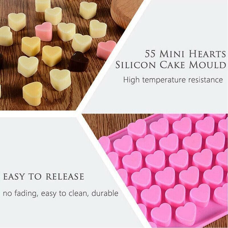 55 Love Heart Silicone Mould Chocolate Mold Candy Gummy Maker Ice Jelly Tray Au