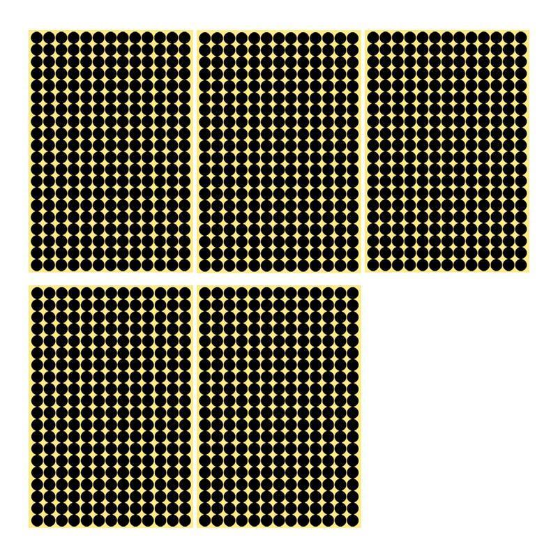 8/13/25/50mm Colour Sticker Dots Adhesive Round Labels Circular Scrapbooking Black - 8mm 260 Dots - 5 Sheets