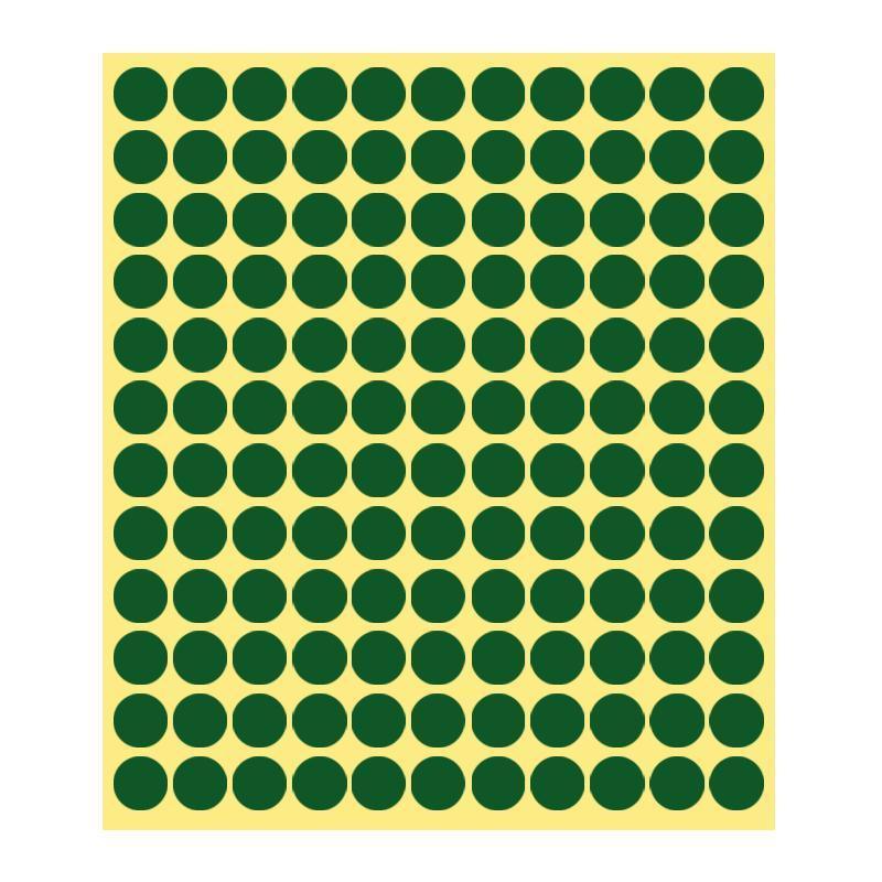 8/13/25/50mm Colour Sticker Dots Adhesive Round Labels Circular Scrapbooking Green - 13mm 132 Dots - 5 Sheets
