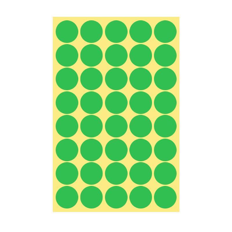 8/13/25/50mm Sticker Dots Adhesive Round Labels Circular Scrapbooking Light Green - 25mm 40 Dots - 5 Sheets