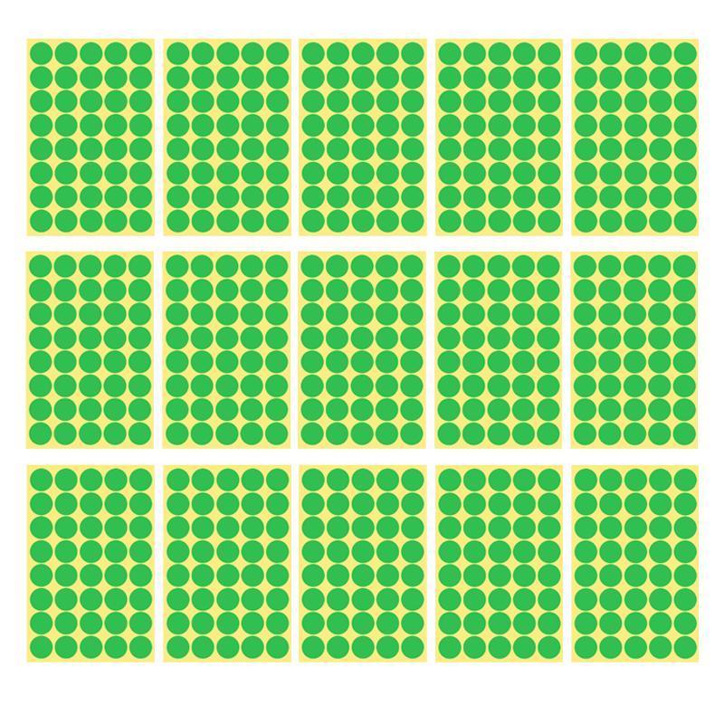 8/13/25/50mm Sticker Dots Adhesive Round Labels Circular Scrapbooking Light Green - 8mm 260 Dots - 5 Sheets