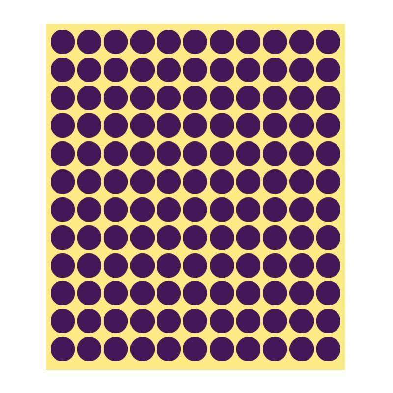 8/13/25/50mm Colour Sticker Dots Adhesive Round Labels Circular Scrapbooking Purple - 13mm 132 Dots - 5 Sheets
