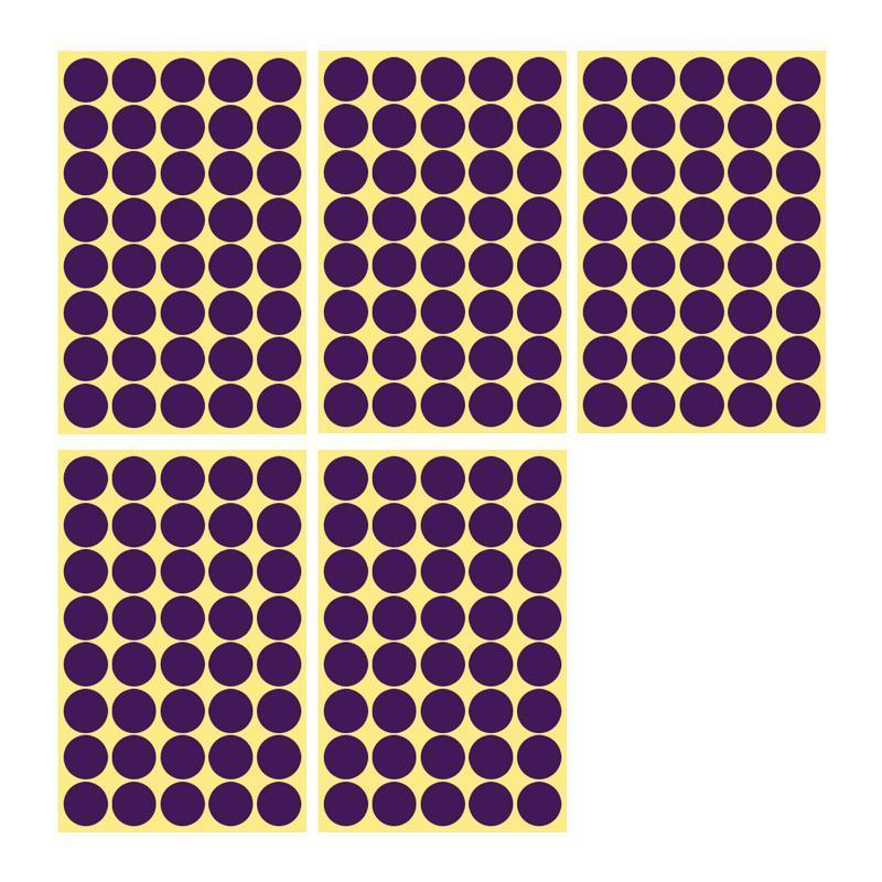 8/13/25/50mm Colour Sticker Dots Adhesive Round Labels Circular Scrapbooking Purple - 25mm 40 Dots - 5 Sheets