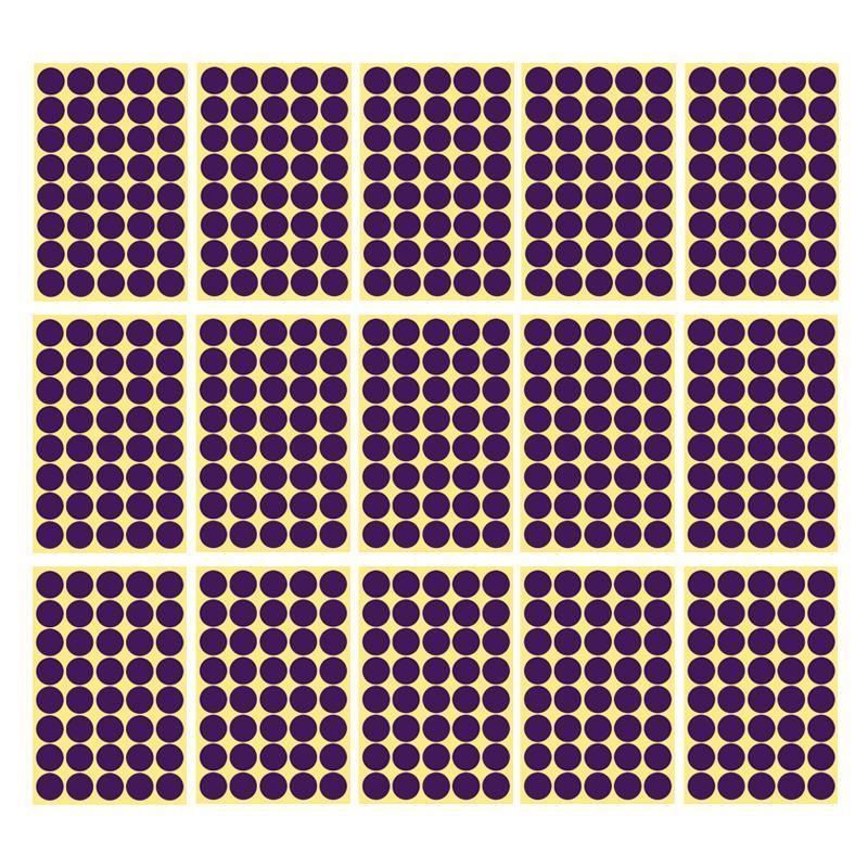 8/13/25/50mm Colour Sticker Dots Adhesive Round Labels Circular Scrapbooking Purple - 50mm 8 Dots - 5 Sheets