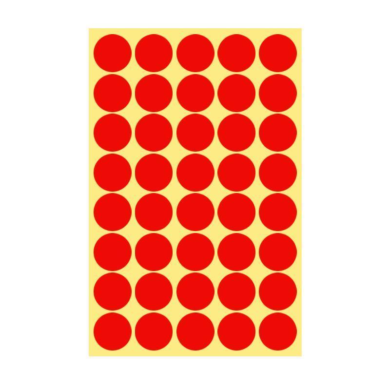 8/13/25/50mm Colour Sticker Dots Adhesive Round Labels Circular Scrapbooking Red - 25mm 40 Dots - 5 Sheets