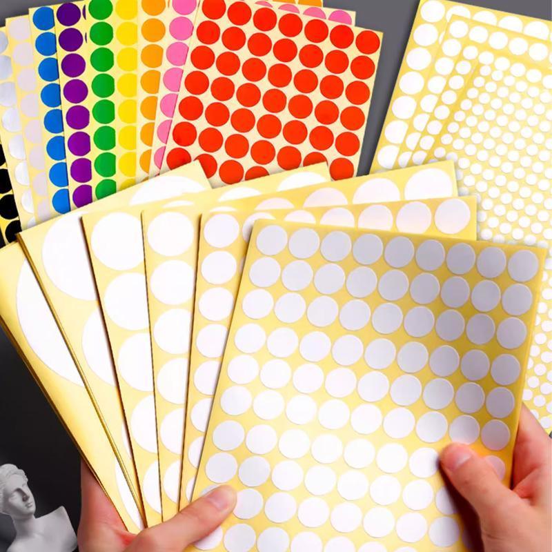 8/13/25/50mm Colour Sticker Dots Adhesive Round Labels Circular Scrapbooking Yellow - 13mm 132 Dots - 5 Sheets