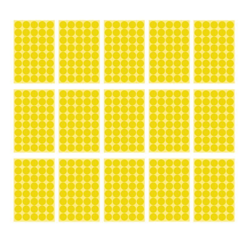 8/13/25/50mm Colour Sticker Dots Adhesive Round Labels Circular Scrapbooking Yellow - 13mm 132 Dots - 5 Sheets