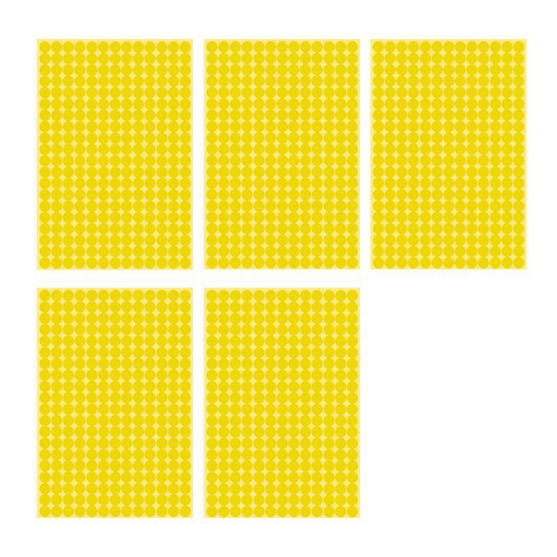 8/13/25/50mm Colour Sticker Dots Adhesive Round Labels Circular Scrapbooking Yellow - 8mm 260 Dots - 5 Sheets