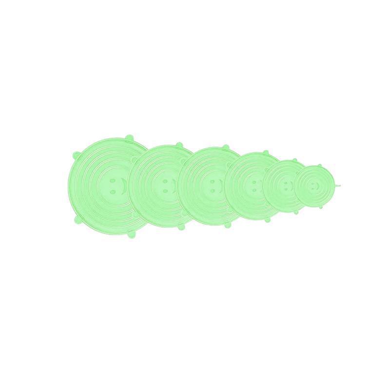 6PCS Stretch Reusable Silicone Food Saver Cover Seal Insta Lids Bowl Wraps - Green
