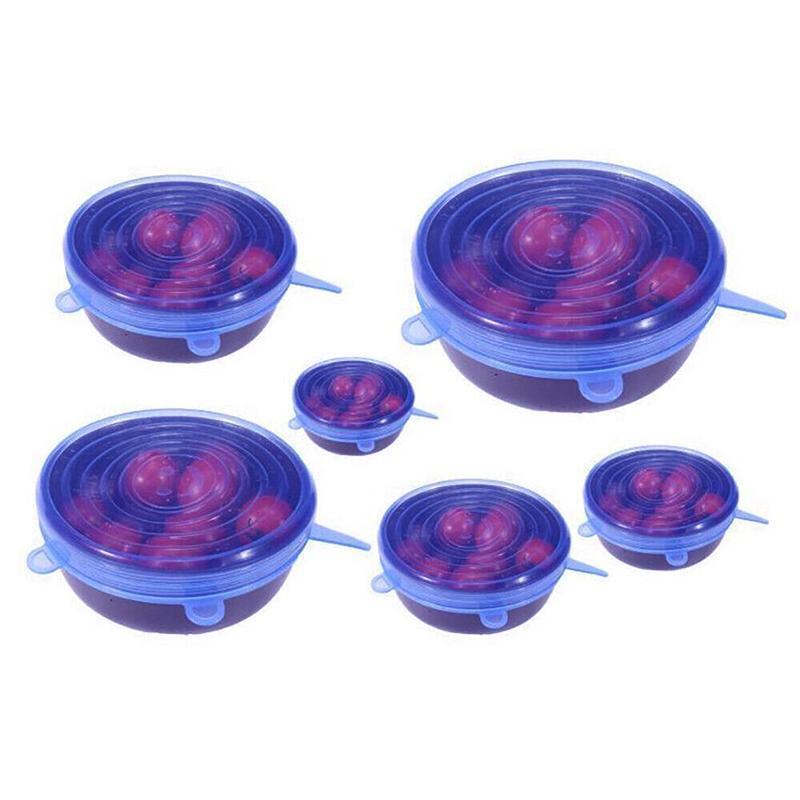 6PCS Stretch Reusable Silicone Food Saver Cover Seal Insta Lids Bowl Wraps - Pink