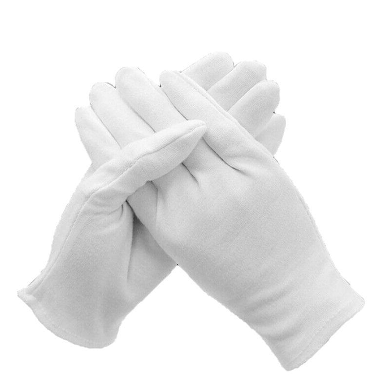 6 Pairs Handling Work Hands Protector Soft Costume Jewellery Cotton White Gloves - XL