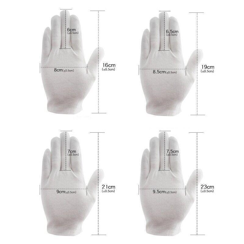 6 Pairs Handling Work Hands Protector Soft Costume Jewellery Cotton White Gloves - M