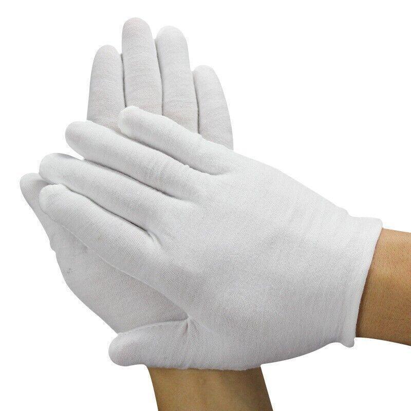 6 Pairs Handling Work Hands Protector Soft Costume Jewellery Cotton White Gloves - M