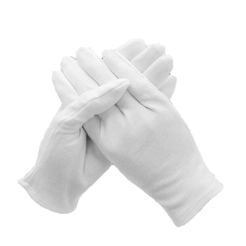6 Pairs Handling Work Hands Protector Soft Costume Jewellery Cotton White Gloves - M