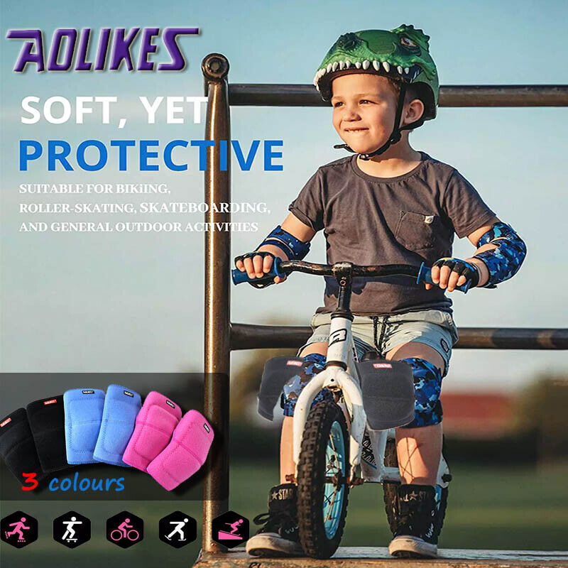 AOLIKES S Size Knee Pad Crash Proof Anti-Slip for Young Users Sports Protection - Blue