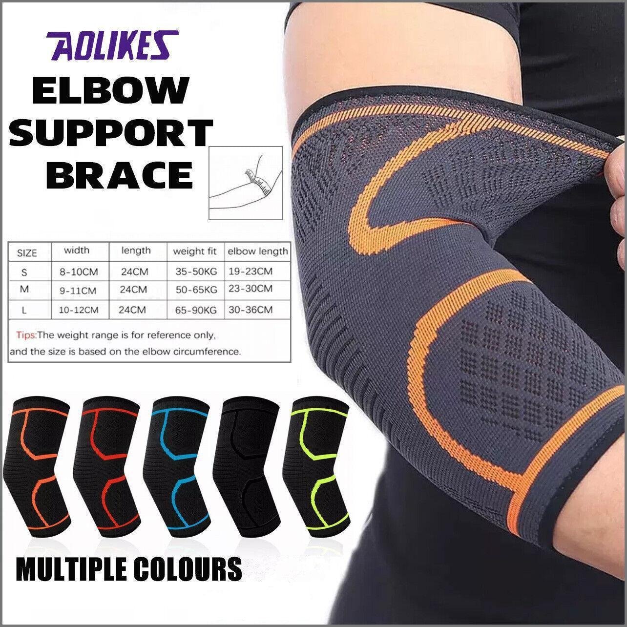 L Size AOLIKES Elbow Brace Support Compression Arm Sleeve Sport Gym Joint Pain Relief - Blue *1 Unit