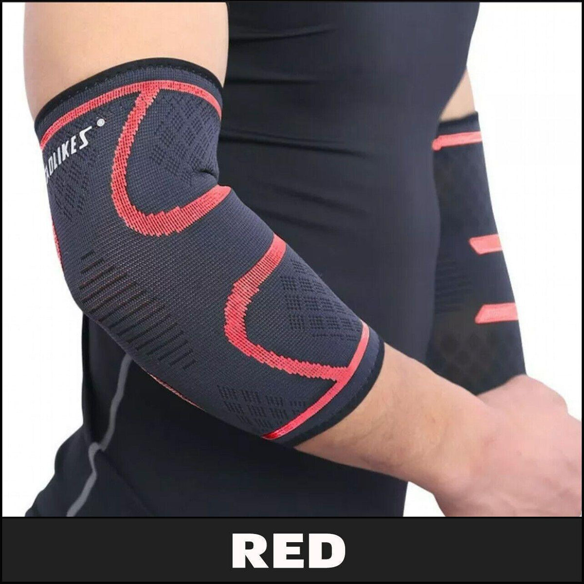 L Size AOLIKES Elbow Brace Support Compression Arm Sleeve Sport Gym Joint Pain Relief - Orange *1 Unit