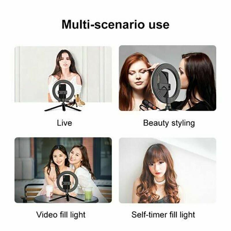 8&quot; Led Ring Light With Tripod Stand &amp; Phone Holder Dimmable Desk Makeup Kit Usau